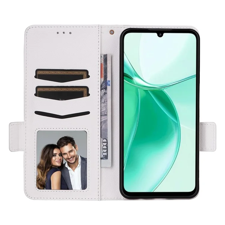 Für ZTE Blade A35 / Blade A55 Hülle Litchi-Textur PU-Leder Brieftasche Flip Handyhülle - Weiß