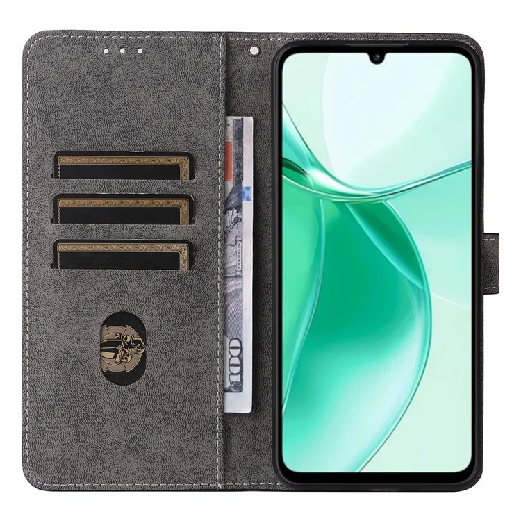 Für ZTE Blade A35 / Blade A55 Brieftaschenhülle RFID-blockierende PU-Lederabdeckung mit Ständer - Schwarz