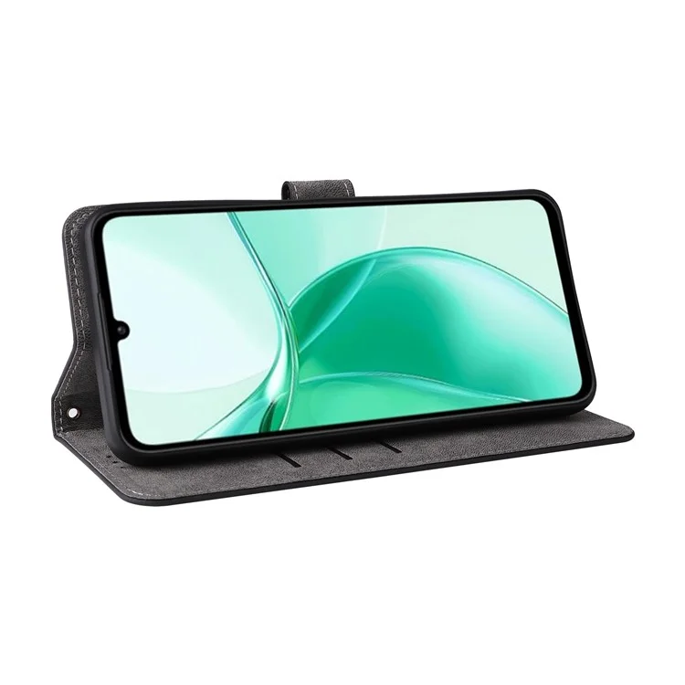 Für ZTE Blade A35 / Blade A55 Brieftaschenhülle RFID-blockierende PU-Lederabdeckung mit Ständer - Schwarz