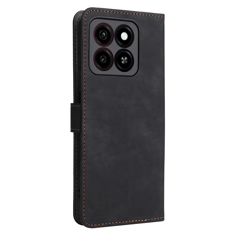 Für ZTE Blade A35 / Blade A55 Brieftaschenhülle RFID-blockierende PU-Lederabdeckung mit Ständer - Schwarz