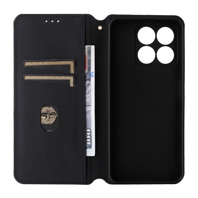 For ZTE Blade A35 / Blade A55 Wallet Case Rhombus Imprinted Leather Phone Cover - Black