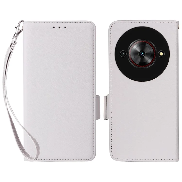 Pour ZTE Blade A75 5G / nubia Focus Coque Texture Litchi Cuir PU Portefeuille Flip Phone Cover - Blanc