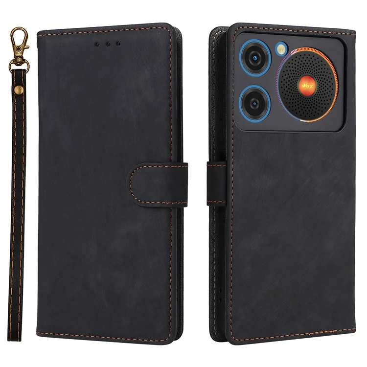 Для ZTE nubia Music Wallet Case RFID Blocking PU Leather Cover Stand View - Черный