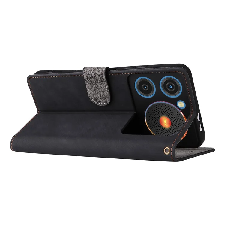 Для ZTE nubia Music Wallet Case RFID Blocking PU Leather Cover Stand View - Черный