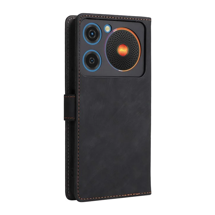 Для ZTE nubia Music Wallet Case RFID Blocking PU Leather Cover Stand View - Черный