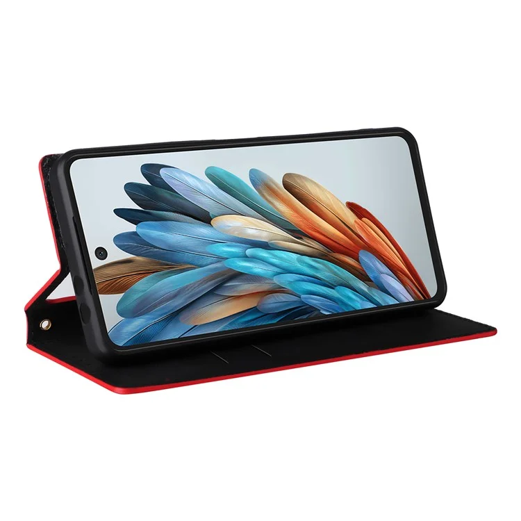 Für ZTE nubia Musik-Wallet-Hülle Rautenmuster geprägtes Leder-Handyhülle - Rot