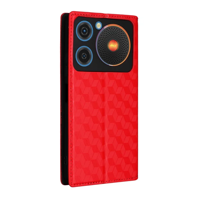 Für ZTE nubia Musik-Wallet-Hülle Rautenmuster geprägtes Leder-Handyhülle - Rot
