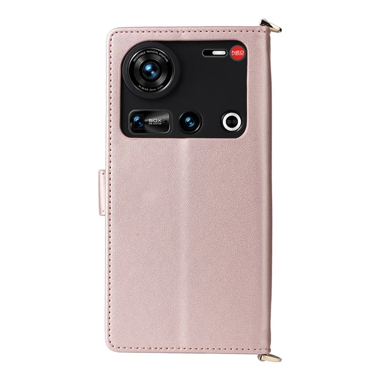 Für ZTE nubia Z70 Ultra Brieftaschenhülle mit Schultergurt Lederhandy-Cover - Pink