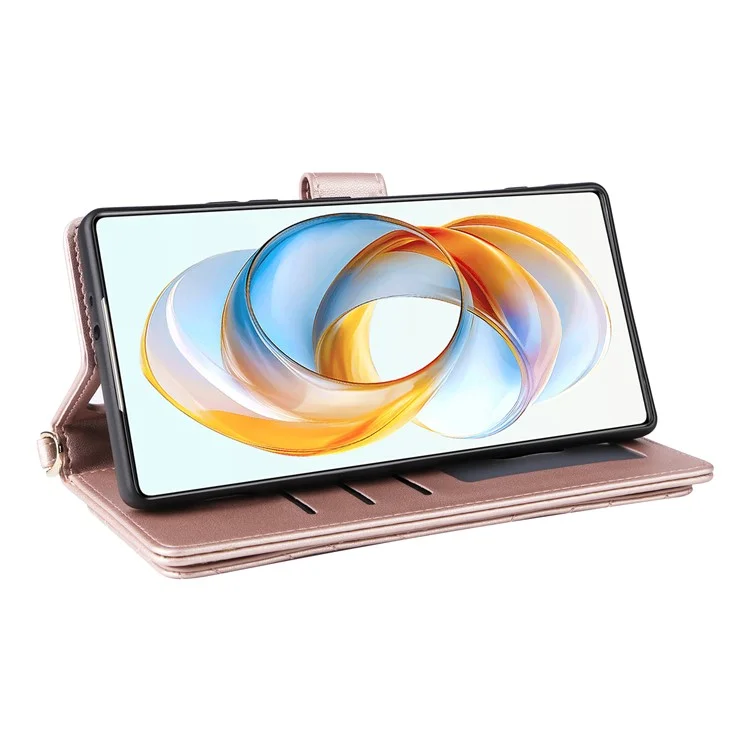 Für ZTE nubia Z70 Ultra Brieftaschenhülle mit Schultergurt Lederhandy-Cover - Pink