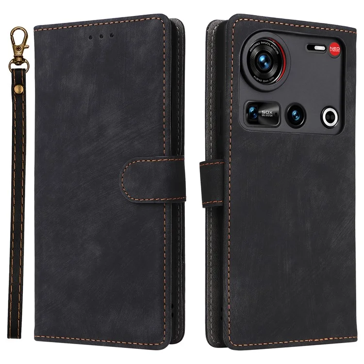 Étui portefeuille pour ZTE nubia Z70 Ultra avec protection RFID en cuir PU, support et fenêtre - Noir