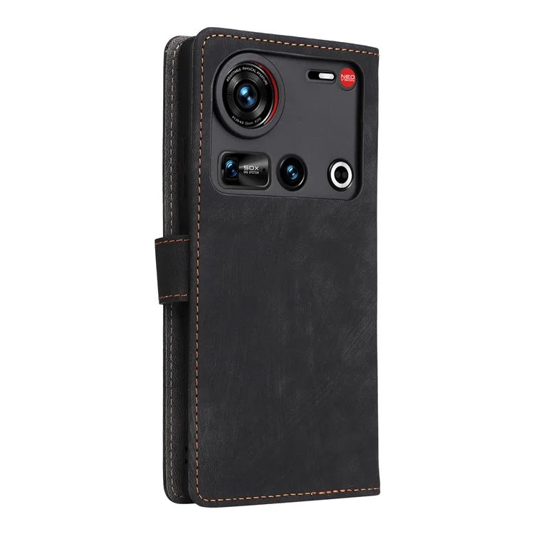 Étui portefeuille pour ZTE nubia Z70 Ultra avec protection RFID en cuir PU, support et fenêtre - Noir