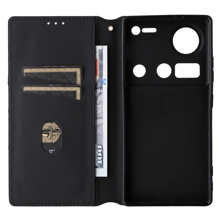 Custodia portafoglio per ZTE nubia Z70 Ultra, con motivo a rombi impresso, in pelle - Rosso