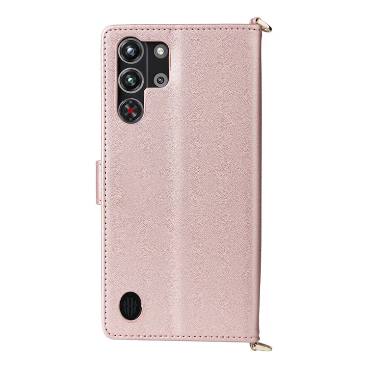 Für ZTE nubia Red Magic 10 Pro 5G / 10 Pro+ 5G Geldbörse mit Schultergurt Leder Handyhülle - Pink