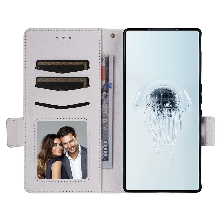 Pour ZTE nubia Red Magic 10 Pro 5G / 10 Pro+ 5G Étui Texture de litchi Portefeuille en cuir PU Flip Phone Cover - Blanc