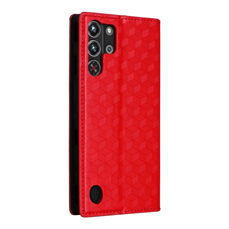 Für ZTE nubia Red Magic 10 Pro 5G / 10 Pro+ 5G Geldbörsen-Hülle mit rhombusförmiger Prägung aus Leder - Rot