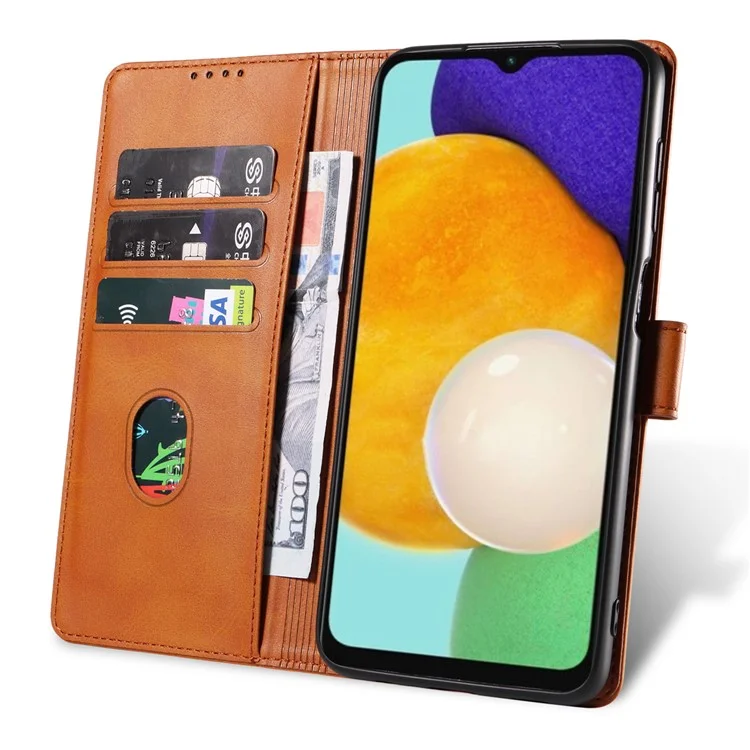 Capa de couro com suporte e fechamento magnético para Samsung Galaxy A26 5G - Cáqui