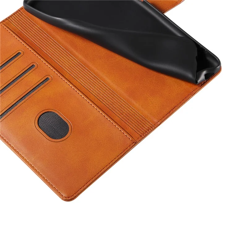 Capa de couro com suporte e fechamento magnético para Samsung Galaxy A26 5G - Cáqui
