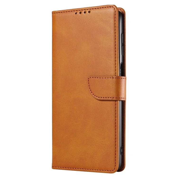 Capa de couro com suporte e fechamento magnético para Samsung Galaxy A26 5G - Cáqui