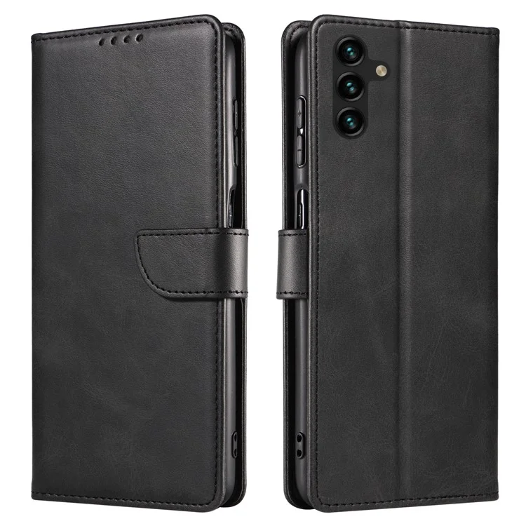 Capa para Samsung Galaxy A36 5G Couro Stand Capa de Telefone com Fecho Magnético - Preto
