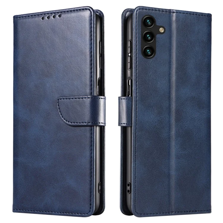 Capa para Samsung Galaxy A56 5G de couro com suporte e fechamento magnético - Azul