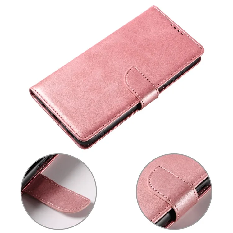 Capa para Samsung Galaxy A16 5G / 4G de couro com suporte e fechamento magnético - Rose Gold