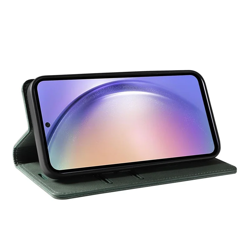 Voor Samsung Galaxy S25+ Hoesje met Polsbandje Steunstand Magneet Leer Telefoonportemonnee Cover - Groen