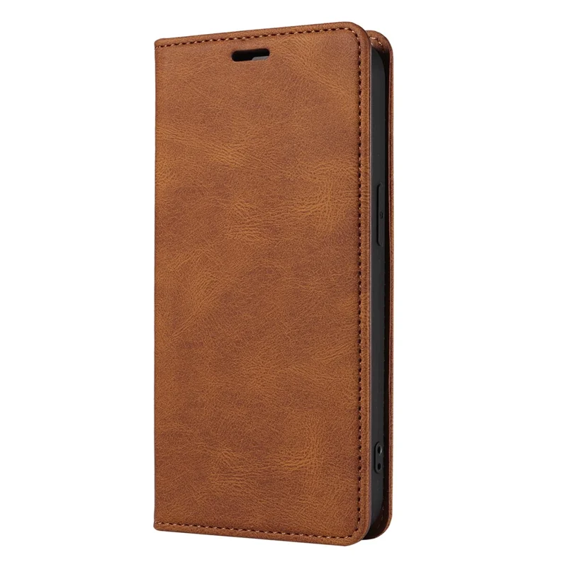 For Samsung Galaxy S25+ Case Wristband Design Stand Magnetic Leather Phone Wallet Cover - Brown