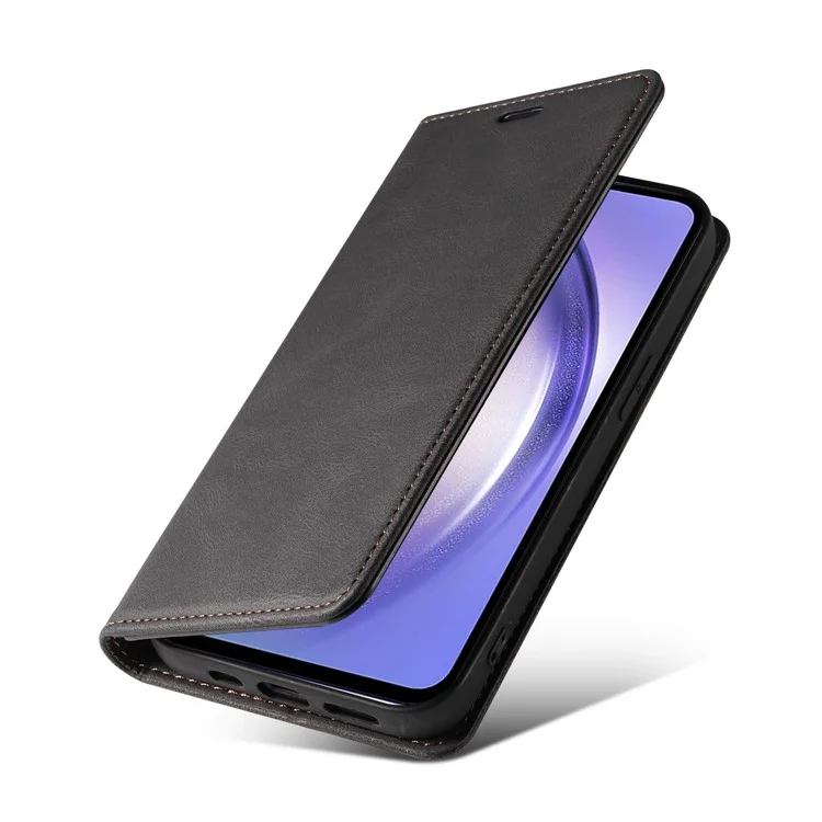 Funda para Samsung Galaxy A16 5G / 4G con diseño de pulsera, soporte magnético y cartera de piel - Negro