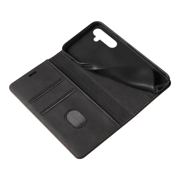 Funda para Samsung Galaxy A16 5G / 4G con diseño de pulsera, soporte magnético y cartera de piel - Negro