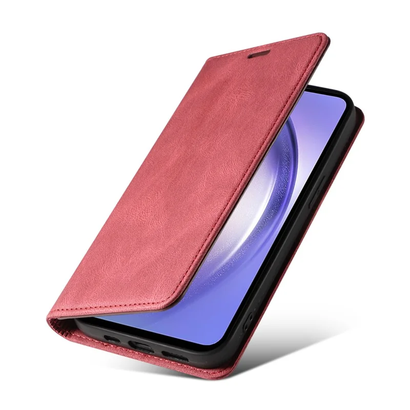 For Samsung Galaxy A16 5G  /  4G Case Wristband Design Stand Magnetic Leather Phone Wallet Cover - Red