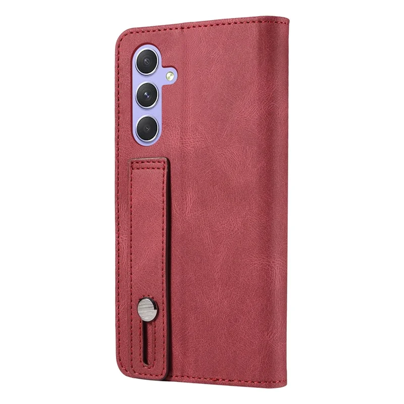 For Samsung Galaxy A16 5G  /  4G Case Wristband Design Stand Magnetic Leather Phone Wallet Cover - Red
