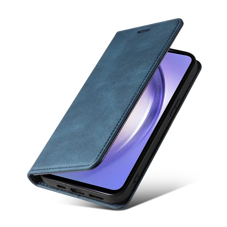 For Samsung Galaxy A26 5G Case Wristband Design Stand Magnetic Leather Phone Wallet Cover - Blue