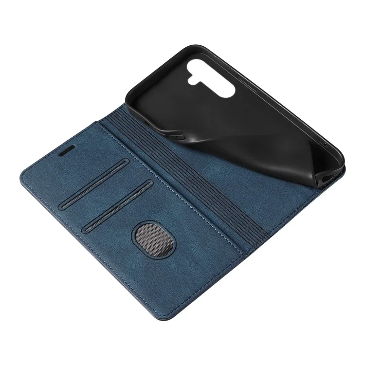 For Samsung Galaxy A26 5G Case Wristband Design Stand Magnetic Leather Phone Wallet Cover - Blue