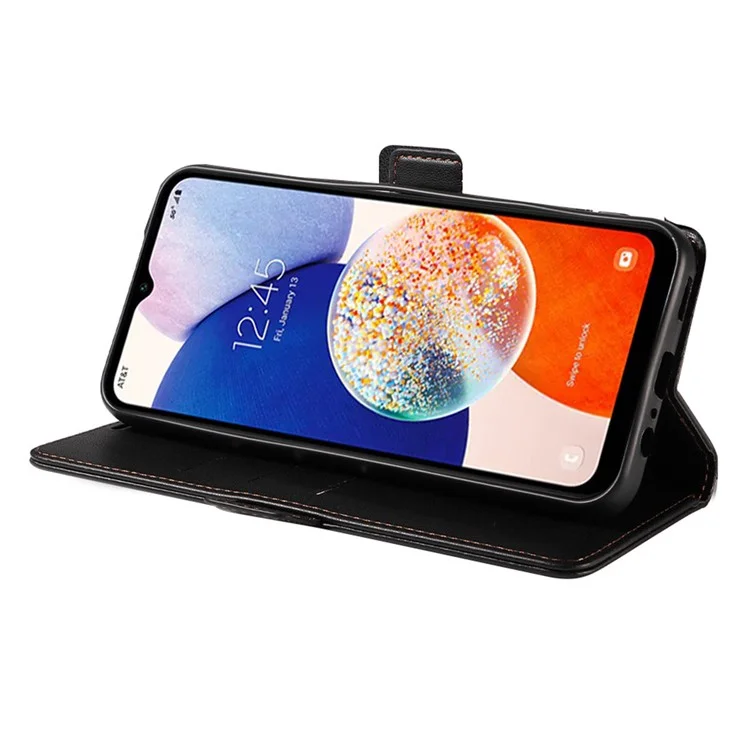 Für Samsung Galaxy A16 5G / 4G Hülle mit seitlichem Magnetverschluss, RFID-blockierend, Leder-Handytasche - Schwarz
