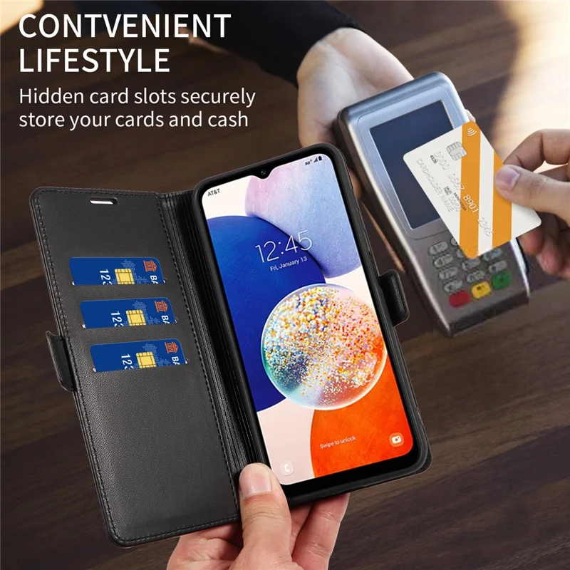 For Samsung Galaxy A15 5G  /  4G Case Side Magnetic Clasp RFID Blocking Leather Phone Wallet Cover - Pink