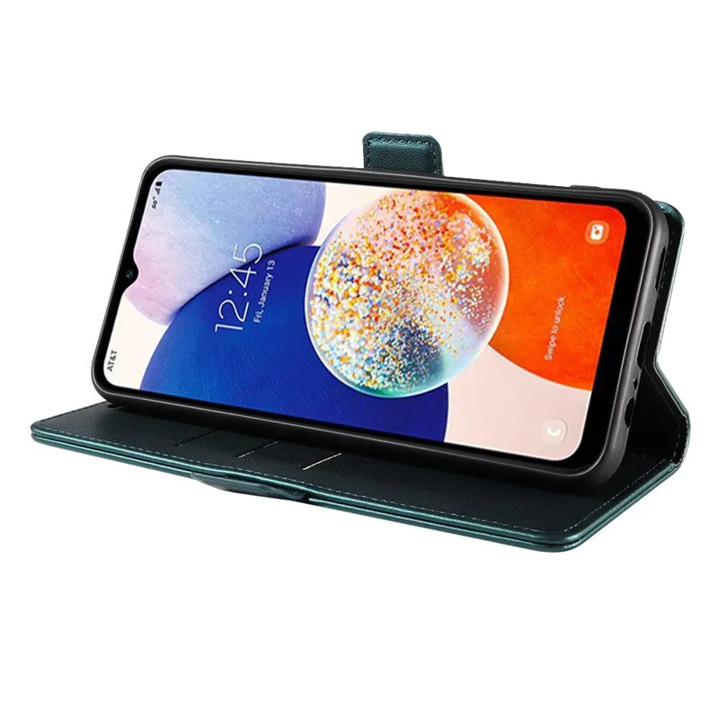 For Samsung Galaxy A15 5G  /  4G Case Side Magnetic Clasp RFID Blocking Leather Phone Wallet Cover - Dark Green