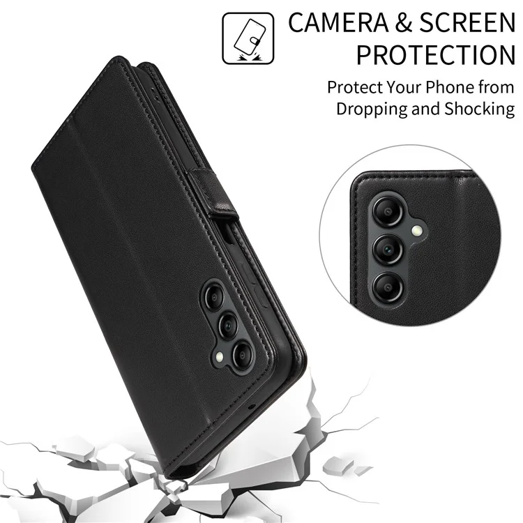 For Samsung Galaxy A24 4G (162.1 x 77.6 x 8.3mm) Case Side Magnetic Clasp RFID Blocking Leather Phone Wallet Cover - Brown
