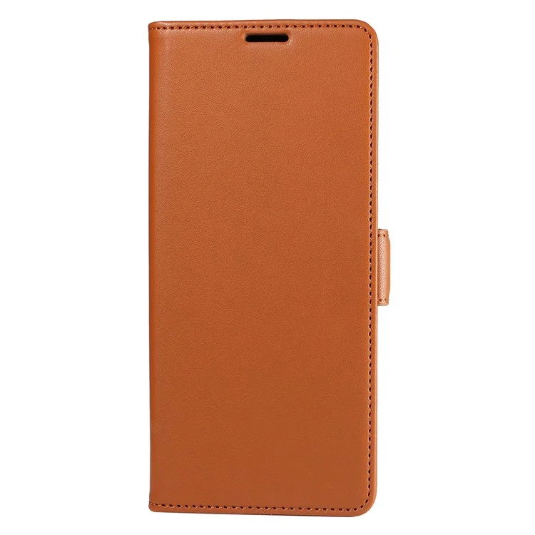 For Samsung Galaxy A24 4G (162.1 x 77.6 x 8.3mm) Case Side Magnetic Clasp RFID Blocking Leather Phone Wallet Cover - Brown