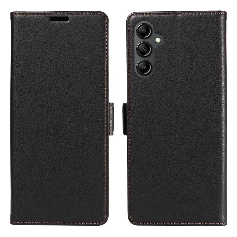 Zijdelijke magnetische sluiting RFID-blocking lederen telefoonportemonnee hoesje voor Samsung Galaxy A56 5G - Zwart
