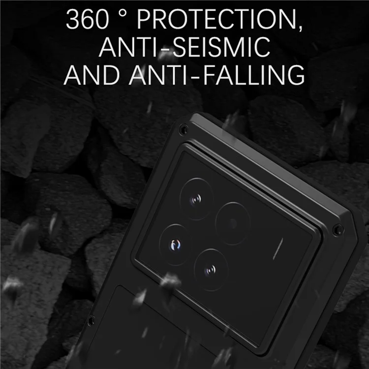 Custodia per Xiaomi 15 Pro LOVE MEI, con protezione dello schermo in vetro temperato, cover in metallo e silicone - Rosso