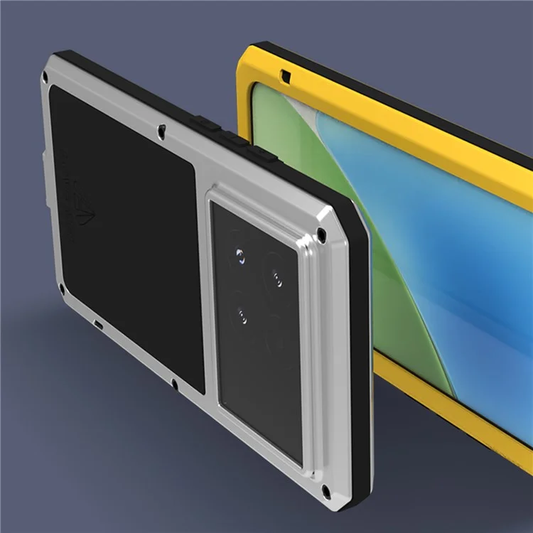 Custodia per Xiaomi 15 Pro LOVE MEI, con protezione dello schermo in vetro temperato, cover in metallo e silicone - Rosso