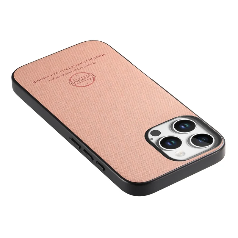 For iPhone 13 Pro Max Case Cloth Texture Leather + PC + TPU Anti-Drop Phone Cover - Pink