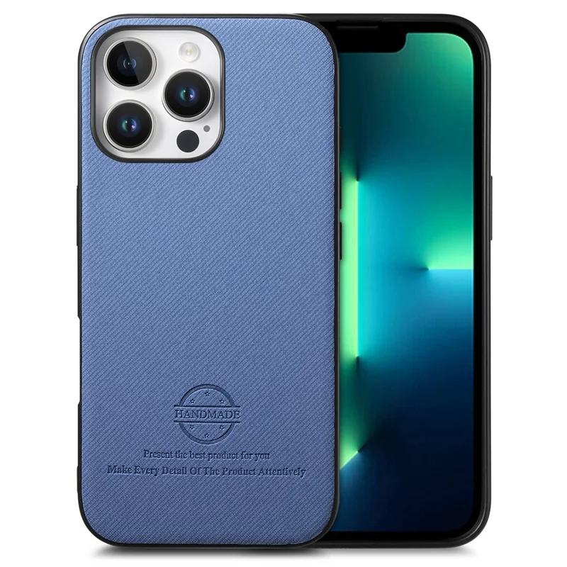 Capa para iPhone 13 Pro com textura de tecido de couro + PC + TPU à prova de quedas - Azul