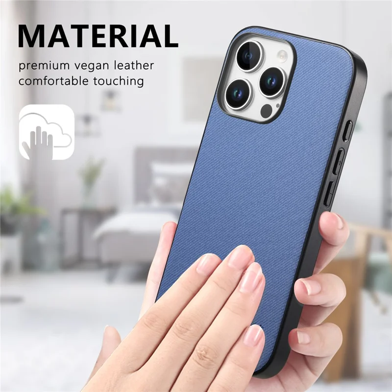 Capa para iPhone 13 Pro com textura de tecido de couro + PC + TPU à prova de quedas - Azul