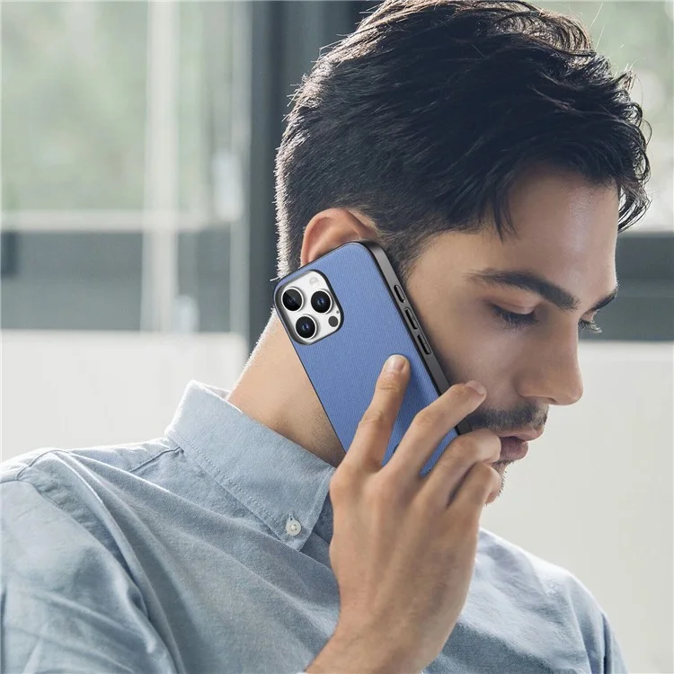 Étui pour iPhone 14 Pro Texture en tissu Cuir + PC + TPU Anti-chute Housse de téléphone - Bleu