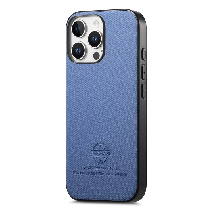 Étui pour iPhone 14 Pro Texture en tissu Cuir + PC + TPU Anti-chute Housse de téléphone - Bleu