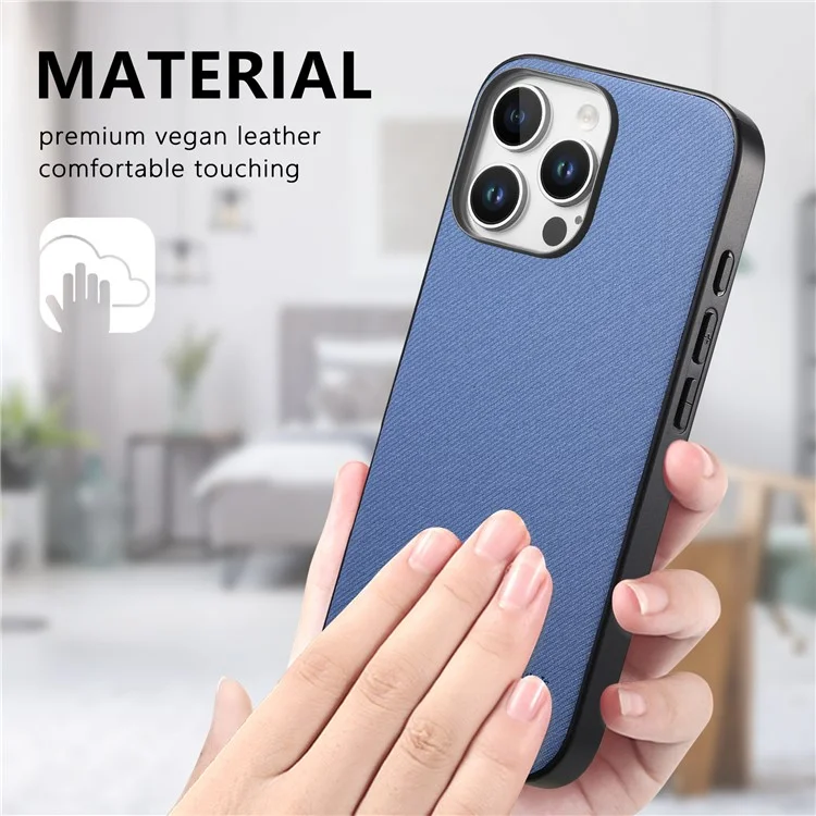 Étui pour iPhone 14 Pro Texture en tissu Cuir + PC + TPU Anti-chute Housse de téléphone - Bleu