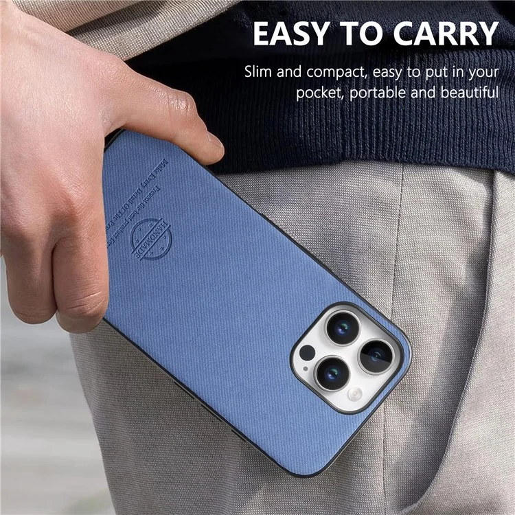 Étui pour iPhone 14 Pro Texture en tissu Cuir + PC + TPU Anti-chute Housse de téléphone - Bleu