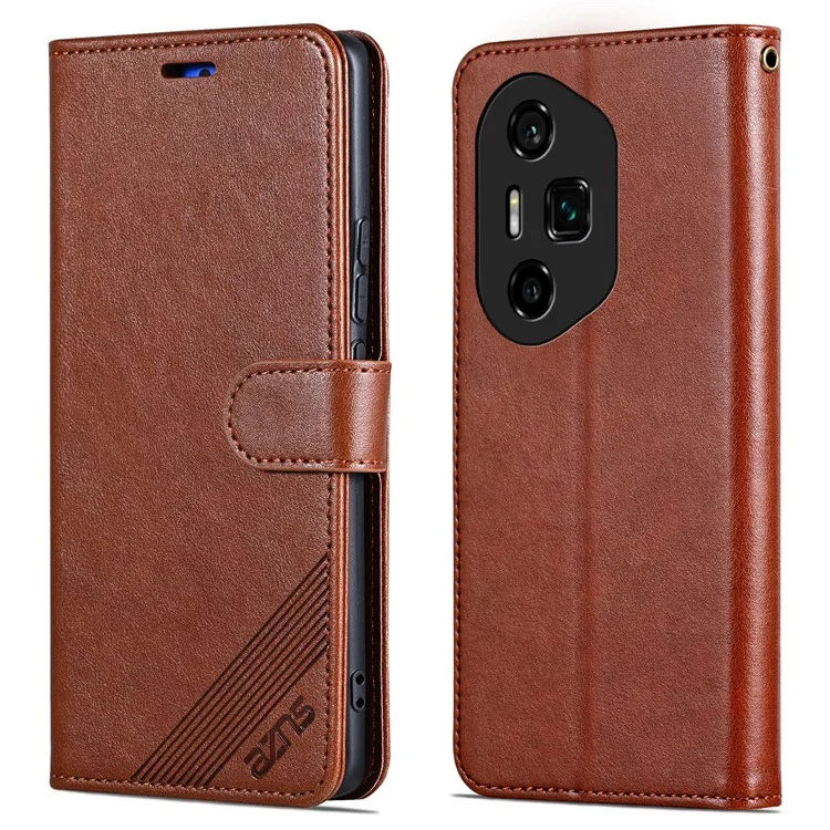 AZNS для Honor 300 Ultra Case Anti-Scratch PU Leather Stand Wallet Phone Cover - Коричневый