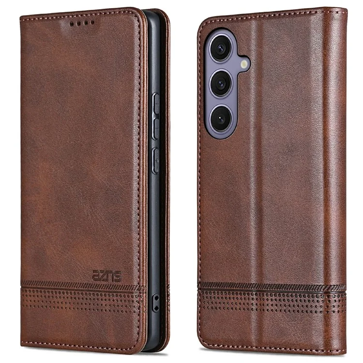 Custodia per Samsung Galaxy A26 5G AZNS in pelle di mucca con texture, cover wallet - Caffè